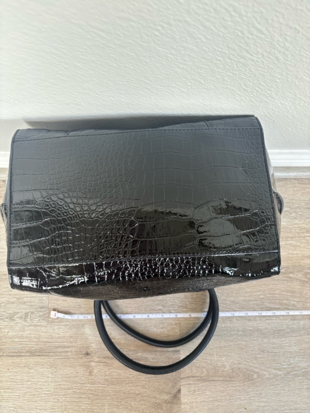 Guess Black Croc-Embossed Patent Tote - Picture 8 of 13